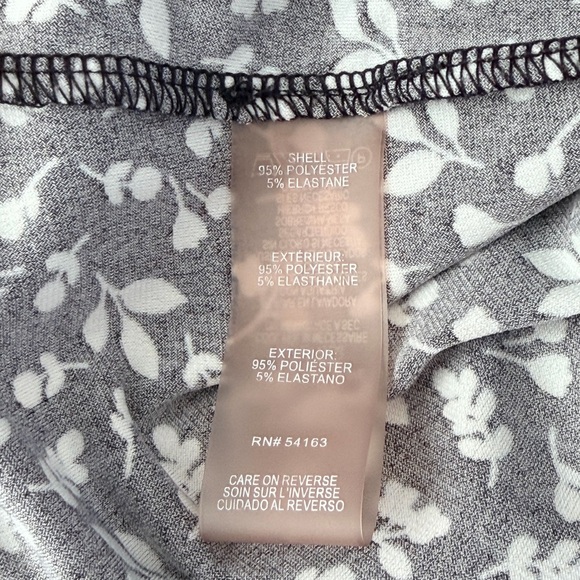 Tommy Hilfiger Black White Floral Puff Sleeve V-Neck Dress Size 14 Cottagecore - Picture 5 of 6